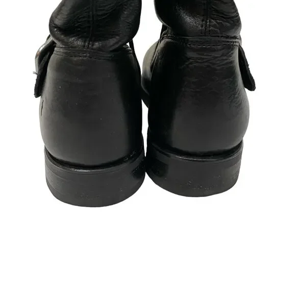 FRYE Veronica Black Leather Short Moto Bootie Buckled Strap Size 7.5 - Picture 6 of 12